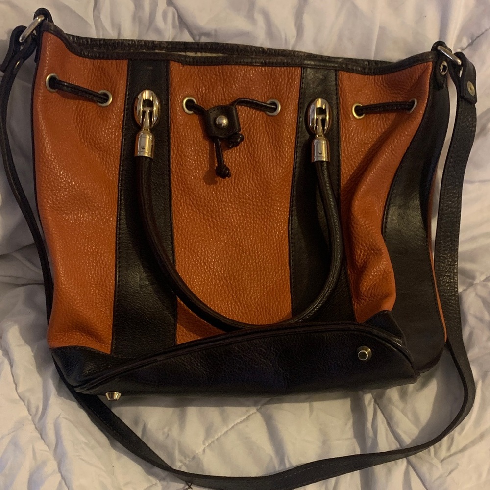 Valentina Black and Tan Shoulder Bag